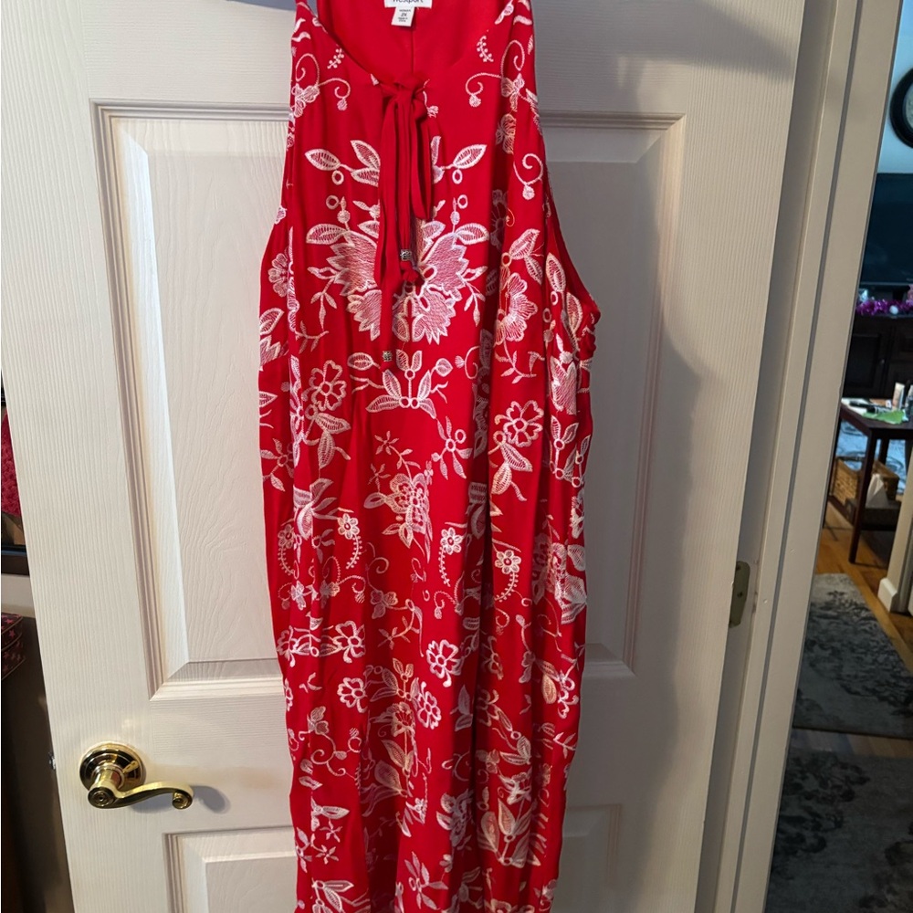 Red Floral Sleeveless Dress